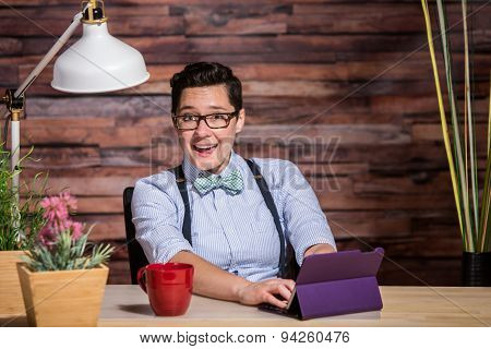 Laughing Woman Having Fun At Desk