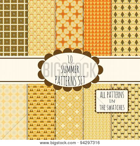 10 summer seamless patterns set