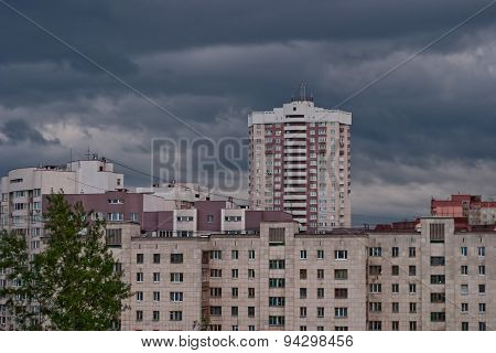 Gray Clouds Over The Urban Landscape