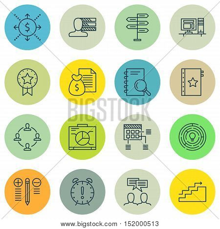 Set Of Project Management Icons On Computer, Discussion, Warranty And Other Topics. Editable Vector
