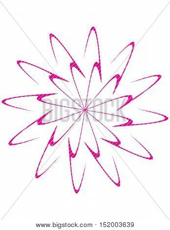 Double spiral burst design in fusha on white background.