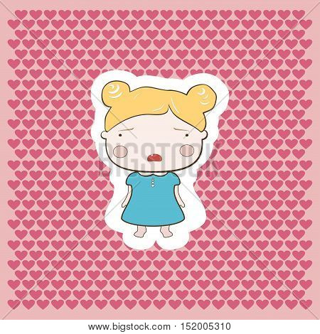 Cute Blonde Cartoon Style Cutout Cry Baby Girl