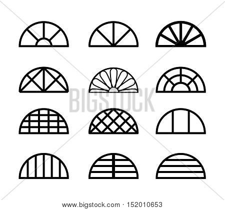 Window frame in semicircle shape vector design