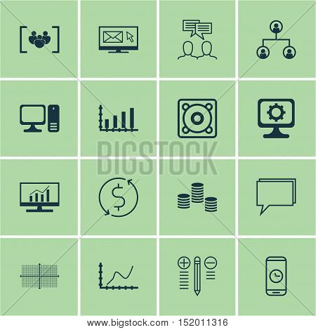 Set Of 16 Universal Editable Icons For Seo, Marketing And Statistics Topics. Includes Icons Such As