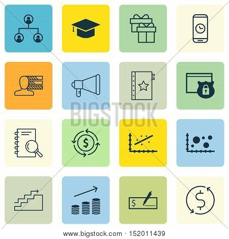 Set Of 16 Universal Editable Icons For Travel, Education And Project Management Topics. Includes Ico