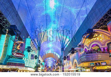 LAS VEGAS - JULY 04 : The Fremont Street Experience on July 04 2016 in Las Vegas Nevada. The Fremont Street Experience is a pedestrian mall and attraction in downtown Las Vegas