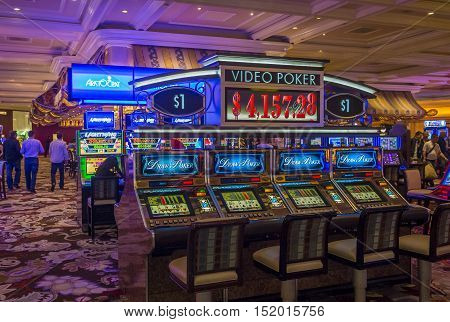 LAS VEGAS - OCT 05 : The interior of Bellagio hotel and casino on October 05 2016 in Las Vegas. Bellagio is a luxury hotel and casino located on the Las Vegas Strip. The Bellagio opened on 1998.