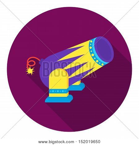 Circus cannon icon in flat style isolated on white background. Circus symbol vector illustration.
