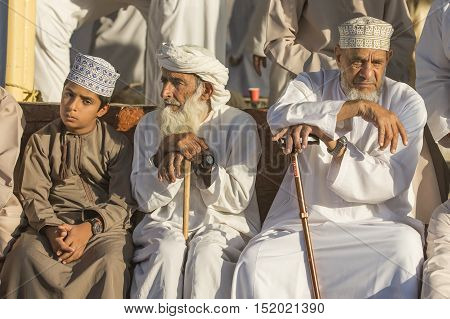 Nizwa Oman October 13th 2016: Men at Nizwa goatp aucion