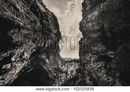Wulong Karst limestone rock formations in Longshui Gorge Difeng, an important constituent part of the Wulong Karst World Natural Heritage. China