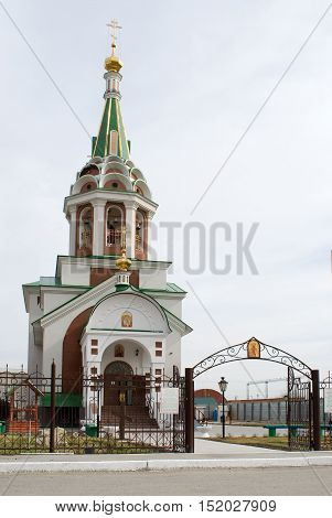 Tyumen, Russia - April 24, 2010: Svyatonikolsky temple in spring season
