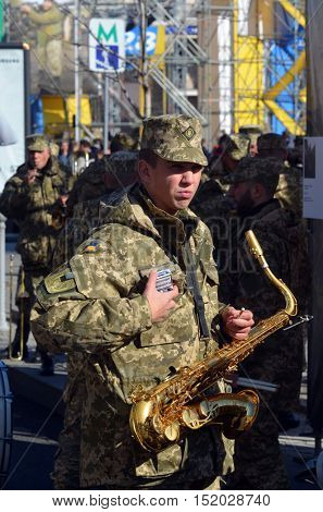 Ukrainian nazionalists celebrate the Day of OUN-UPA (Organisation of Ukrainian Nazionalists - Ukrainian Peoples Army). October 14,2016,Kiev, Ukraine
