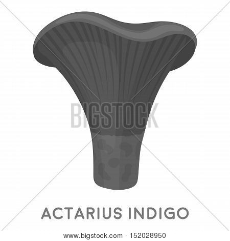 Actarius indigo icon in monochrome style isolated on white background. Mushroom symbol vector illustration.