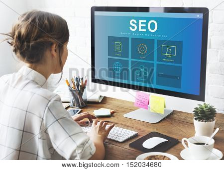 System Content Management SEO Application Graphic Concept