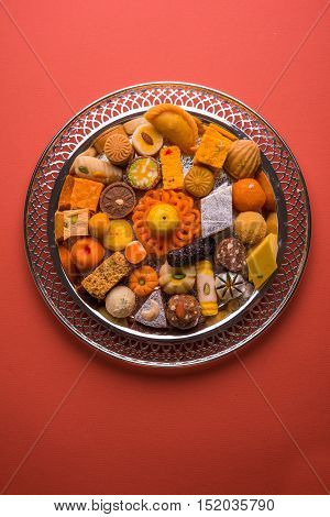 Mix Mithai or indian milk made sweets, favourite diwali, holi, dussehra, indian or pakistani wedding sweet food
