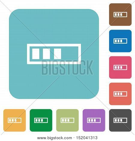 Flat progressbar icons on rounded square color backgrounds.