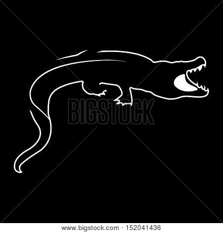 Crocodile logo. Silhouette vector symbol of crocodile for design company's logo, tattoo, visit card, etc. Monochrome sign of animal.