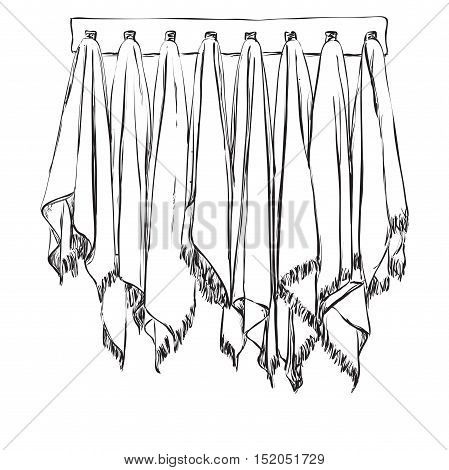 Scarf hand drawn. Scarver on the hanger. Wardrobe