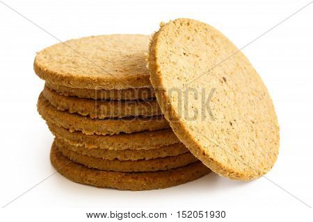 Pile Of Scottish Oatcakes Isolated On White.