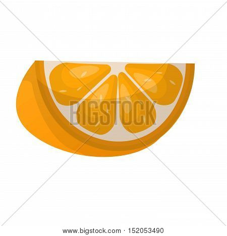 Slice of fresh orange isolated on white background fruit. Orange slice vector citrus food, orange slice juicy organic sweet vitamin. Tasty healthy cut exotic fruit.