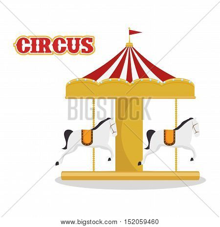 carousel horses circus atraction over white background. colorful design. vector illustration
