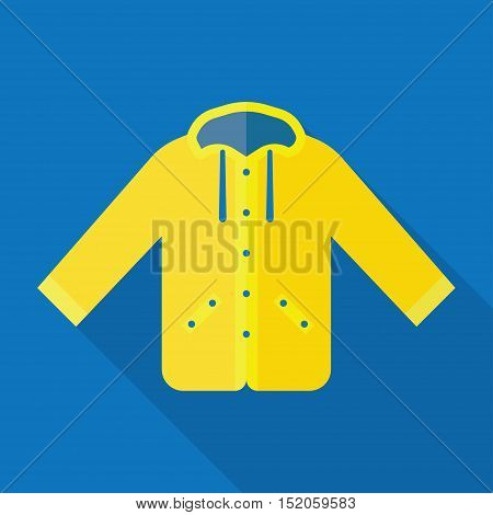 Yellow raincoat jacket flat style vector illustration. Autumn or spring yellow raincoat waterproof clothes