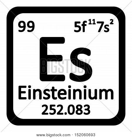 Periodic table element einsteinium icon on white background. Vector illustration.