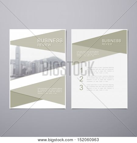 Business Review Leaflet. Brochure or Flyer A4 size template design. Book cover layout design template. Abstract business presentation template with Hong Kong cityline