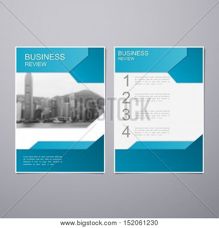 Business Review Leaflet. Brochure or Flyer A4 size template design. Book cover layout design template. Abstract business presentation template with Hong Kong cityline