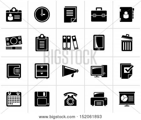 Black Business and office supplies icons - vector icon set