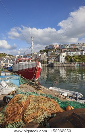 Fishing boat at Brixham harbour, Devon, England