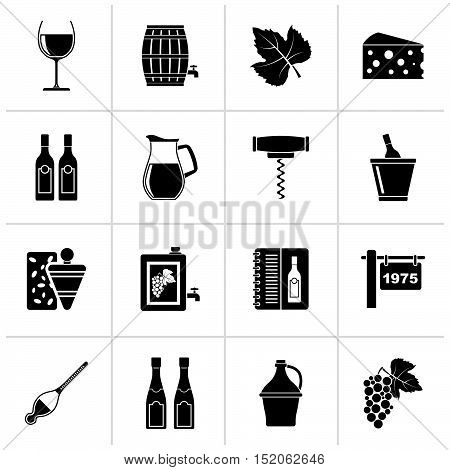 Black Wine industry objects icons -vector icon set