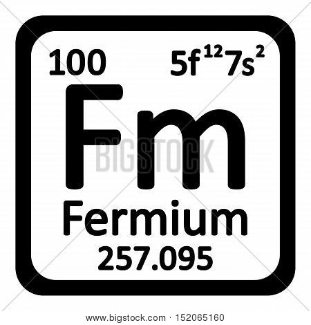 Periodic table element fermium icon on white background. Vector illustration.