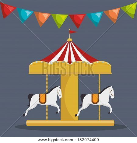 carousel horses circus atraction over gray background. colorful design. vector illustration