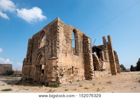 Ruins of St Mary of the Carmelites church situated in the North West corner of Famagusta town in Cyprus.