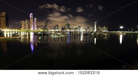 Night Fall In Panama City, Panama