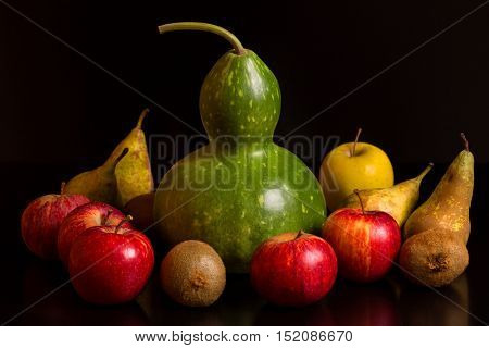 fruits on a dark background, studio picture