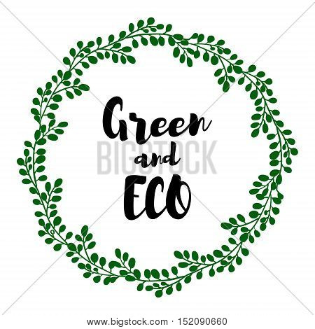Isolated abstract round shape green color plant vector . Circular wreath illustration. Agricultural industry element. on white background grouped and isolated