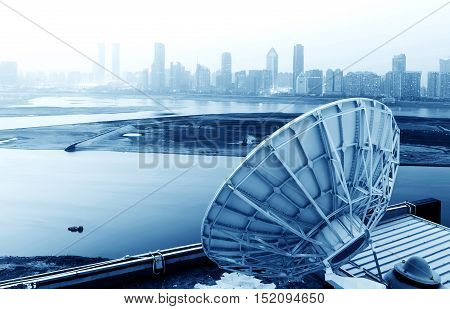 picture of parabolic satellite dish space technology receivers