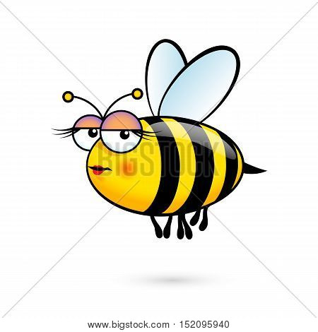 Illustration of a Friendly Cute Female Bee with Expression on White