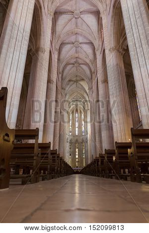 Inside View Of Batalha Santa Maria Da Vitoria Dominican Abbey
