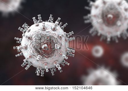 Kaposi's sarcoma virus. 3D illustration of a herpes virus type 8 which causes Kaposi's sarcoma in HIV-infected patients