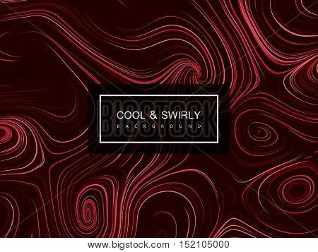 Abstract artistic curl background with swirled stripes. Vector vintage illustration of swirled and curled stripes background. Marble or acrylic texture imitation. Cool and Swirly background