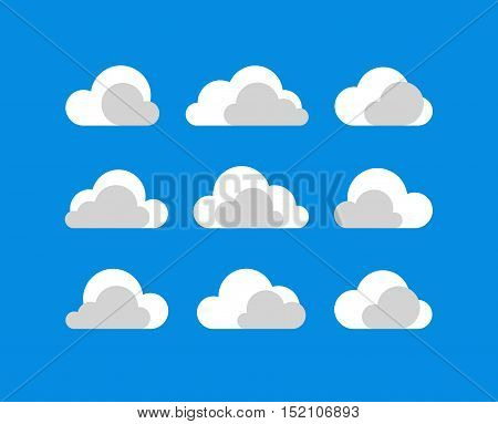 Abstract flat style vector clouds icon set