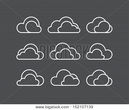 Abstract flat style vector clouds icon set