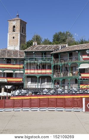 Chinchon Spain - October 15 2016: Main square of Chinchon converted into bullring during the celebration that takes place every year during more than a century Chinchon Spain