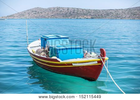 Fishing boats on the Elounda coast of The Crete.