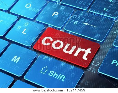 Law concept: computer keyboard with word Court on enter button background, 3D rendering