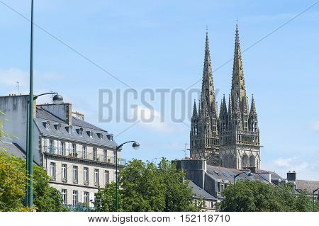 Scenery at Quimper a commune and capital of the Finistere department of Brittany in northwestern France.