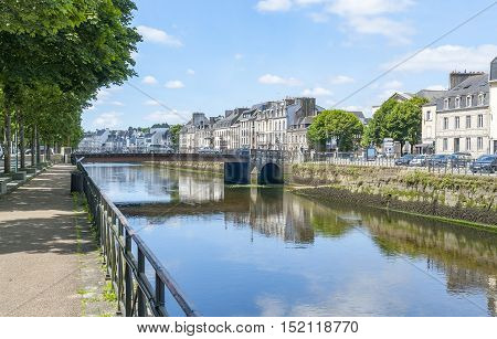 Scenery at Quimper a commune and capital of the Finistere department of Brittany in northwestern France.